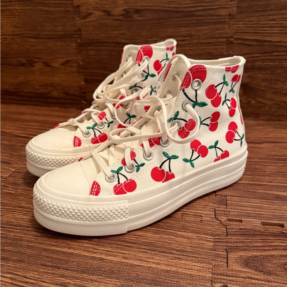Womens Converse All Star Lift High-Top Sneaker - Egret / Cherries | 7 - Picture 4 of 14